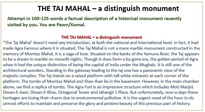 Short paragraph, Essay on The Taj Mahal