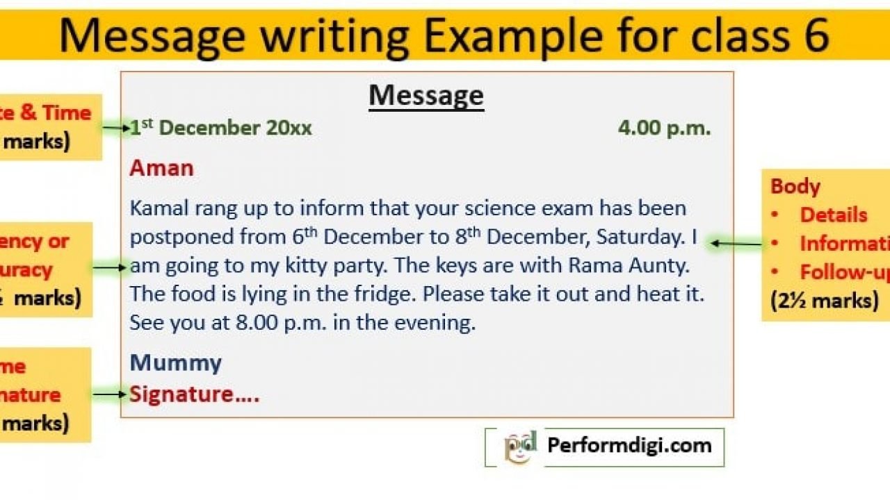 Message Writing Exercises For Class 6 Exercise Poster