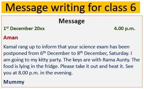 Message Writing Cbse For Class 6 Format Examples Worksheet