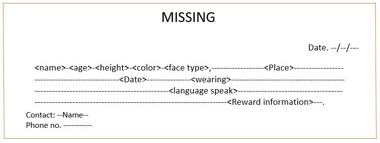 Missing person advertisement format