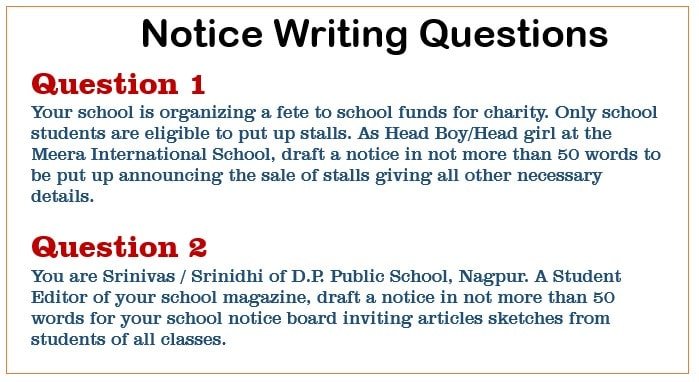 20 Notice Writing Questions For Class 6 7 8 9 10 11 12 New 2020 