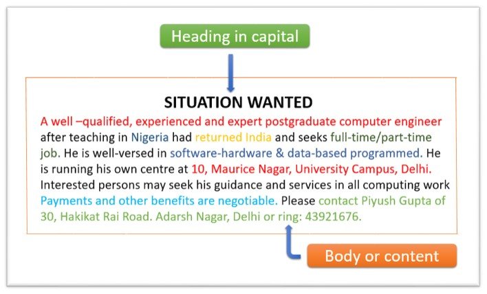 Situation wanted advertisement format