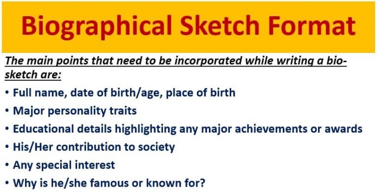 meaning of sketch biography