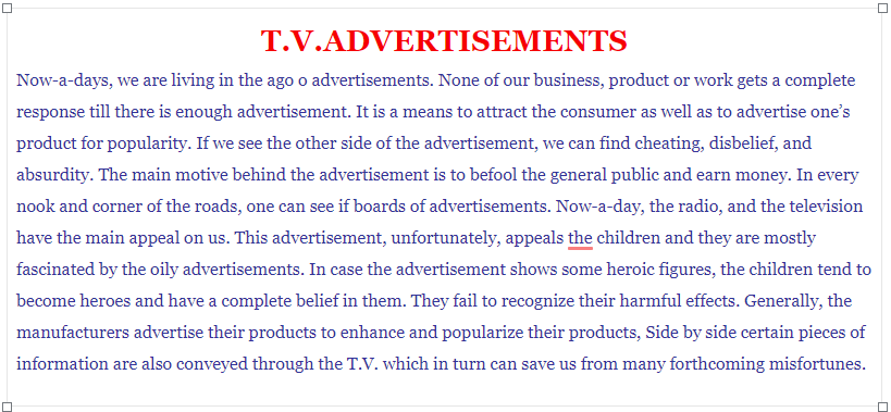 advertisement on television essay in english