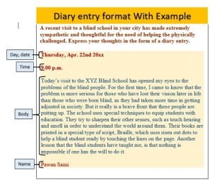 Diary entry format with example