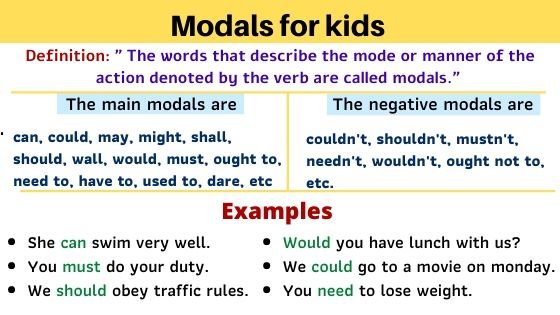 modals for kids definition 10 examples solved exercise worksheet pdf