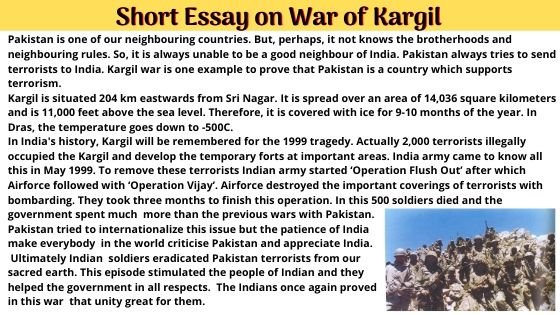essay on kargil war brainly