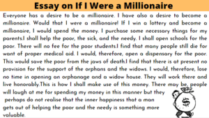 Essay on If I Were a Millionaire