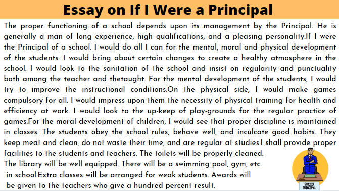 essay on our school principal for class 9