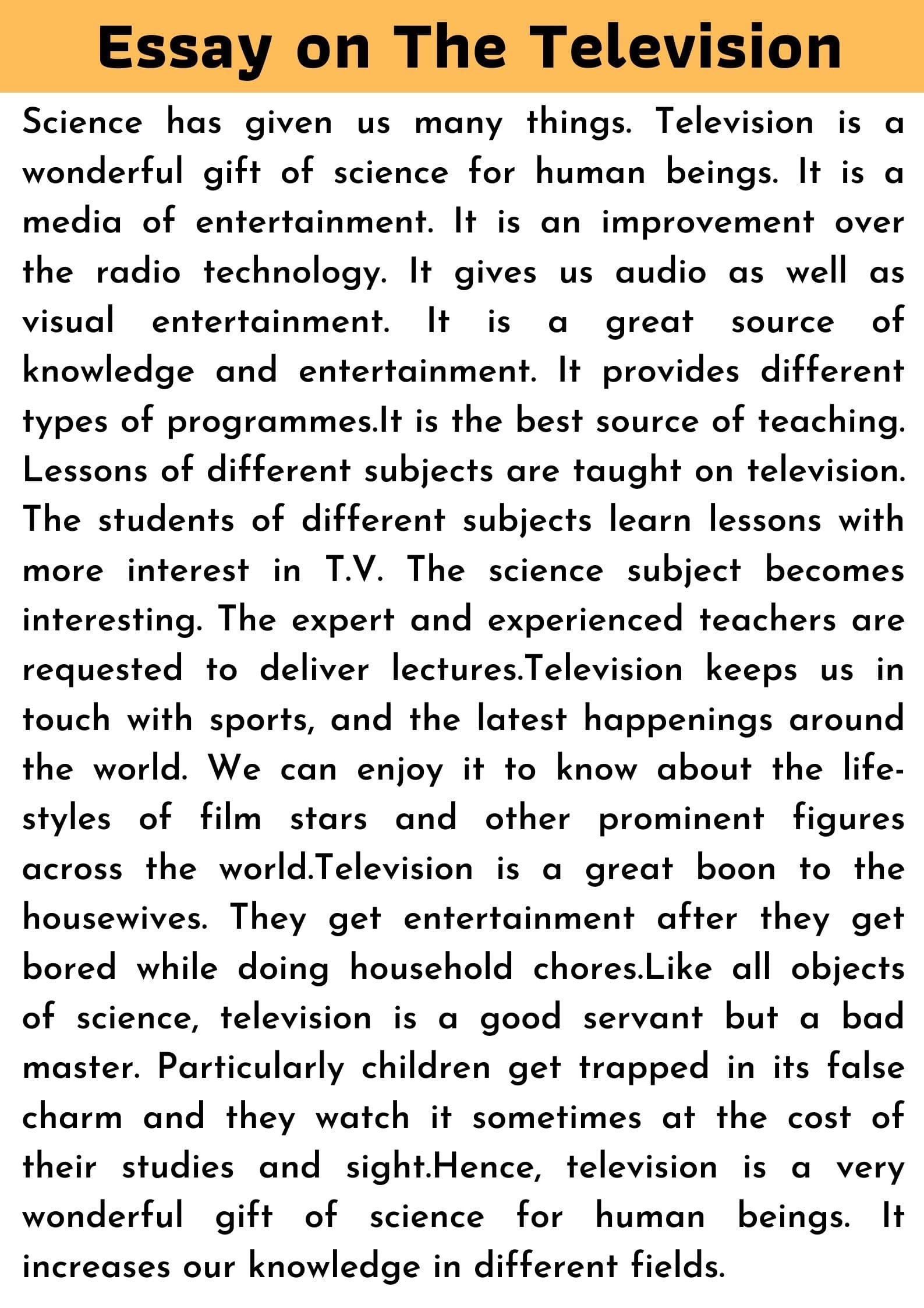 essay on the television