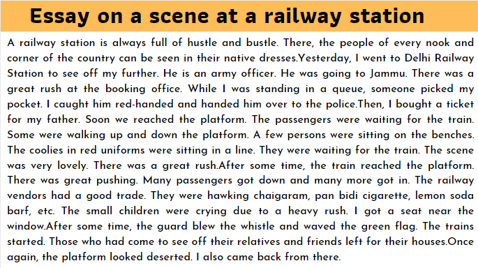 100 words essay on a visit to a railway station