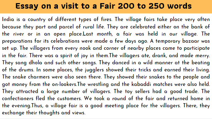 essay on a fair you visited