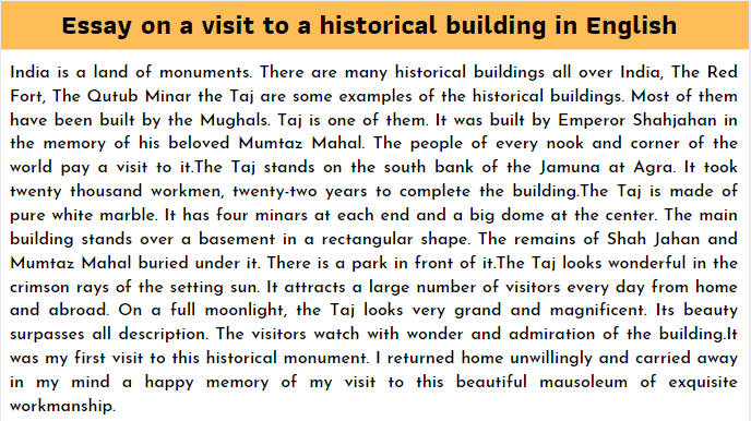 visit to historical building essay