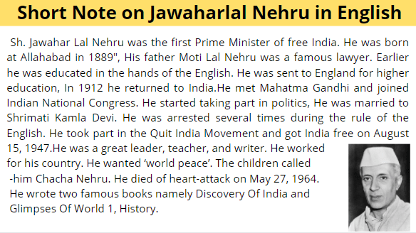 essay about nehru in english
