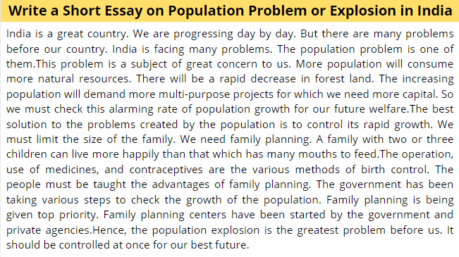 write an essay on population problem in india