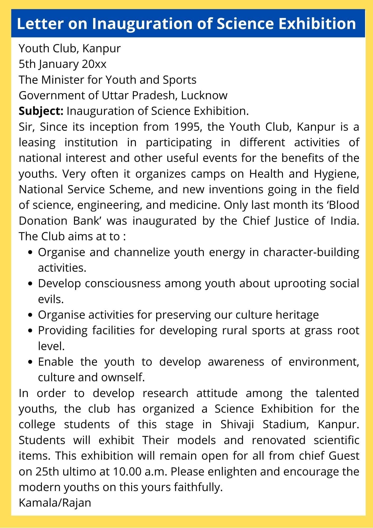  Letter on Inauguration of Science Exhibition PERFORMDIGI