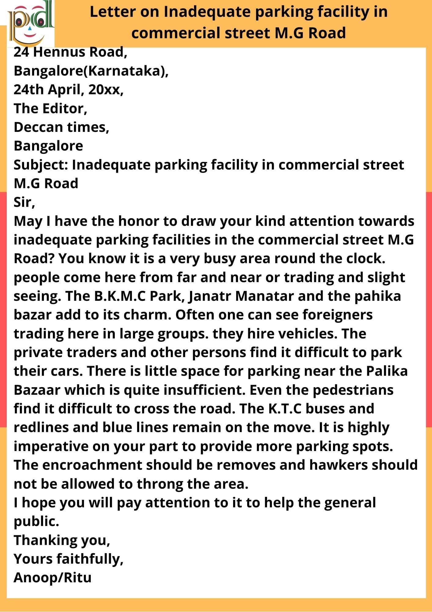 letter-on-inadequate-parking-facility-in-commercial-street-m-g-road