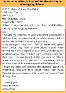 Letter to the editor on Rash and Reckless Driving by school-going children