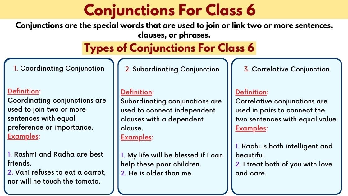 Conjunctions for class 6