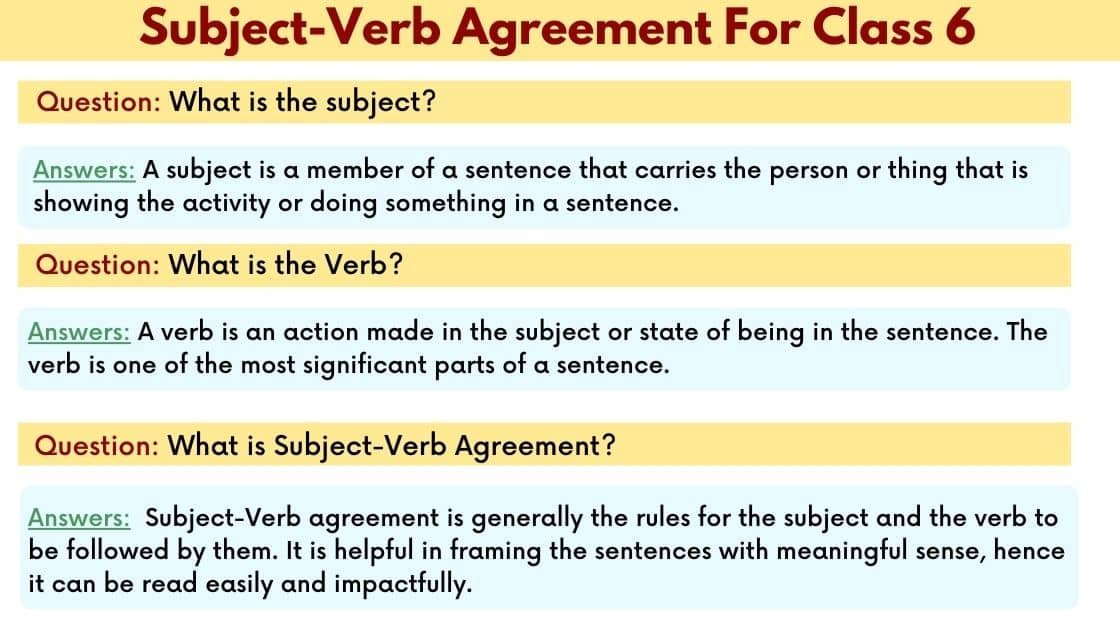 Subject Verb Agreement For Class 6